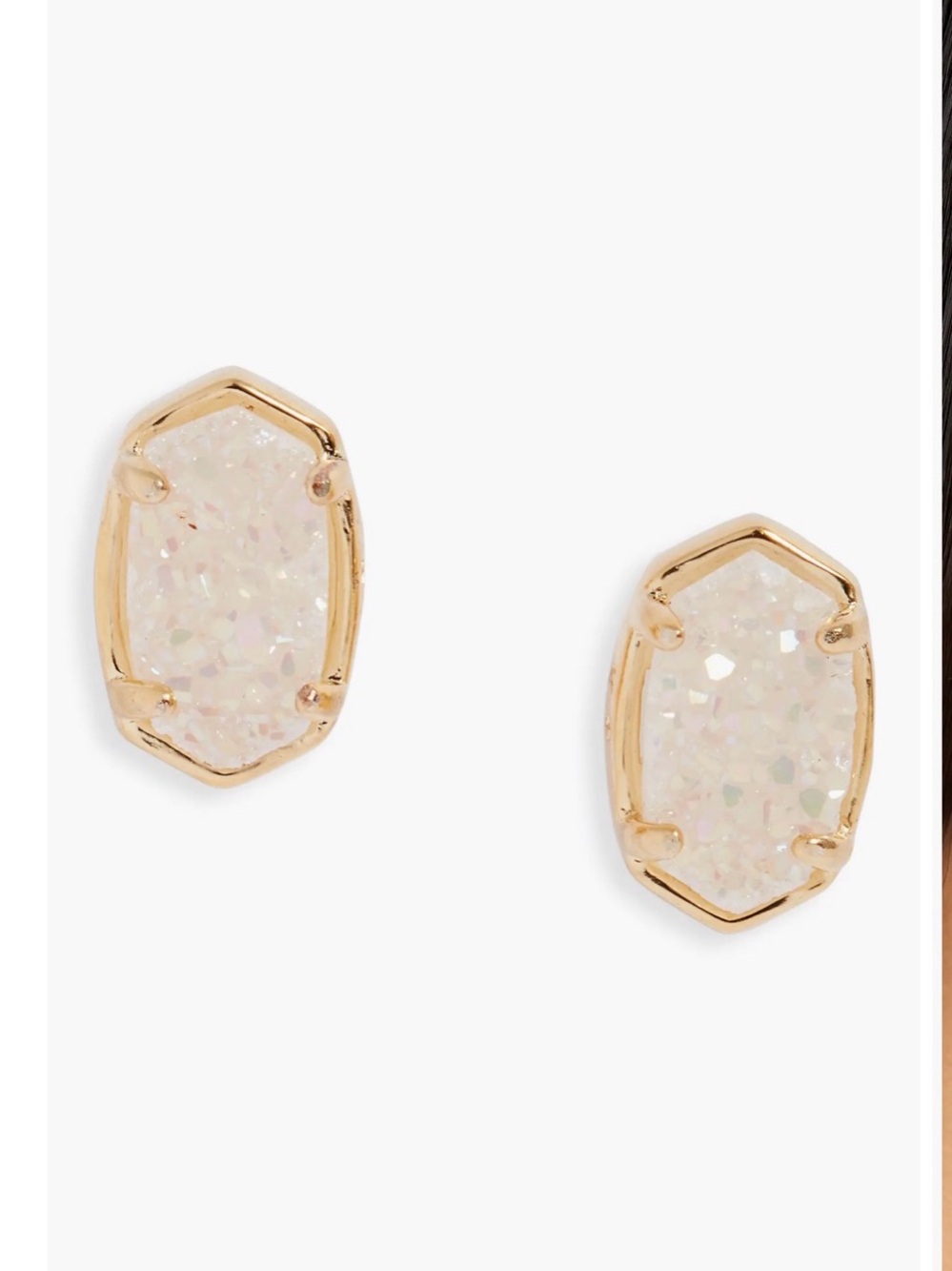 Kendra Scott Emilie Stud Earrings Platinum Drusy Gold Tone NWT